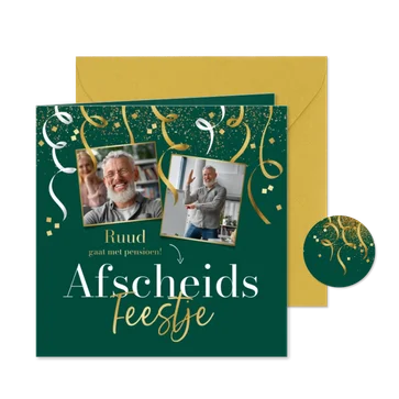 Uitnodiging afscheidsfeest collega pensioen confetti foto